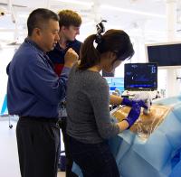 David Chong with students in skills class